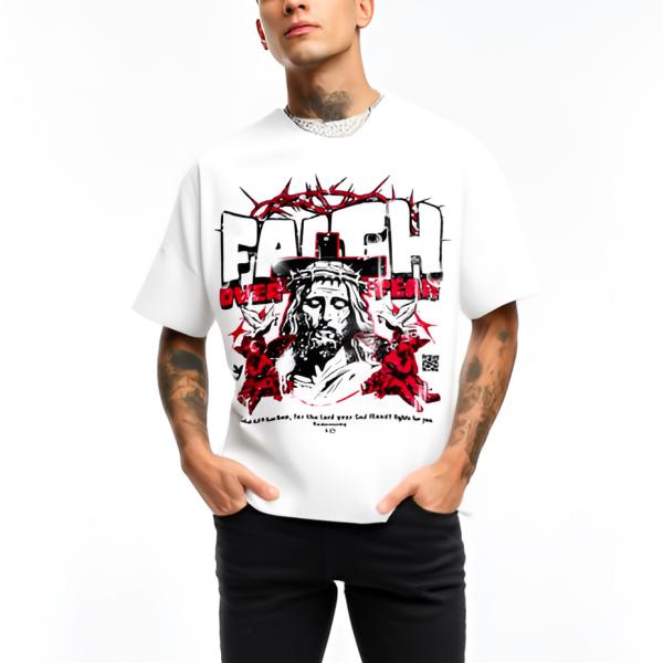 Urban Style Oversize Unisex Tee – Faith over Fear | Rundhals